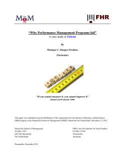&ldquo;Why Performance Management Programs fail&rdquo; A case study at Telesur