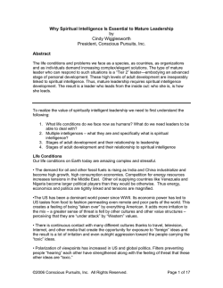 Why Spiritual Intelligence Is Essential to Mature Leadership  Abstract by