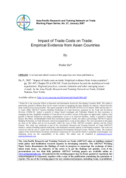 Impact of Trade Costs on Trade: Empirical Evidence from Asian Countries By