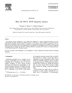 Why the WTA – WTP disparity matters SURVEY Thomas C. Brown