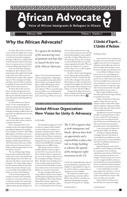 Why the African Advocate? L&rsquo;Unit&eacute; d&rsquo;Esprit&hellip; L&rsquo;Unit&eacute; d&rsquo;Action