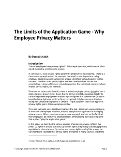 The Limits of the Application Game - Why Employee Privacy Matters Introduction