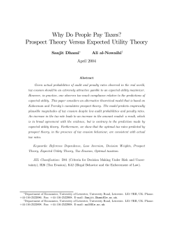 Why Do People Pay Taxes? Prospect Theory Versus Expected Utility Theory