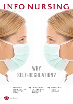 info nursing WHY SELF-REGULATION?