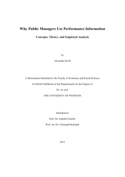 Why Public Managers Use Performance Information Concepts, Theory, and Empirical Analysis