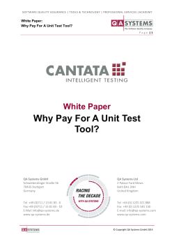 Why Pay For A Unit Test Tool? White Paper