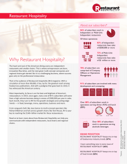 Restaurant Hospitality About our subscribers*