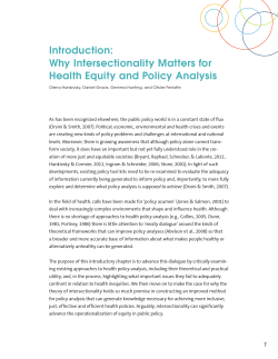 Introduction: Why Intersectionality Matters for Health Equity and Policy Analysis