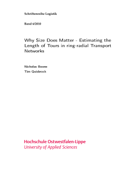 Why Size Does Matter - Estimating the Networks Schriftenreihe Logistik