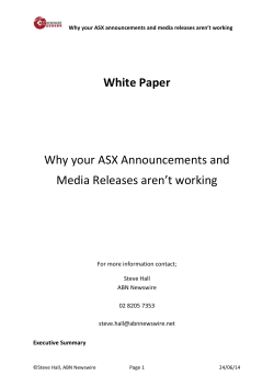 White Paper  Why your ASX Announcements and Media Releases aren’t working