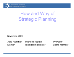 How and Why of Strategic Planning Irv Potter
