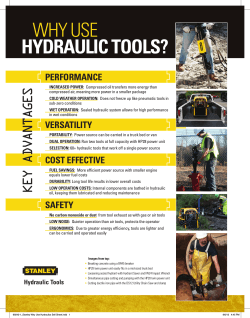 why use hydraulic tools? PErForMaNcE