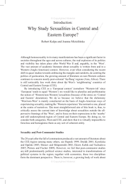 Why study sexualities in Central and eastern europe? introduction: