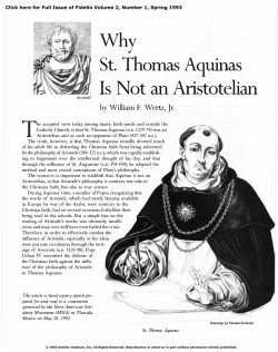 Why St. Thomas Aquinas Not Aristotelian