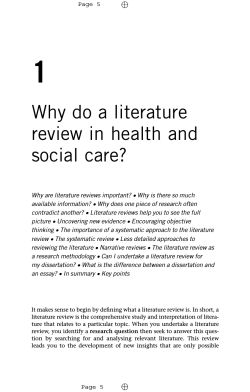 1 Why do a literature review in health and social care?