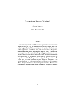 Counterfactual Support: Why Care? Michael Strevens Draft of October 2013