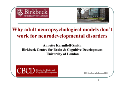 Why adult neuropsychological models don’t work for neurodevelopmental disorders