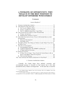 A WIND(OW) OF OPPORTUNITY: WHY DEVELOP OFFSHORE WIND ENERGY Comment