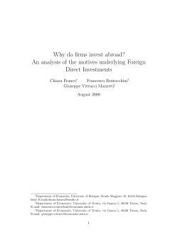 Why do firms invest abroad? Direct Investments Chiara Franco
