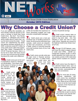 Why Choose a Credit Union? October 2010 Edition