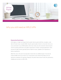 Why you still need an MPLS VPN White Paper Executive Summary