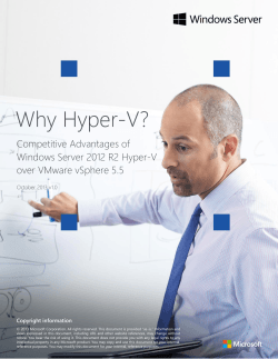 Why Hyper-V? Competitive Advantages of Windows Server 2012 R2 Hyper-V