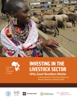 INVESTING IN THE LIVESTOCK SECTOR Why Good Numbers Matter