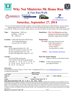 Why Not Ministries 5K Home Run Saturday, September 27, 2014