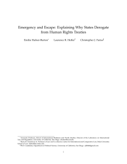 Emergency and Escape: Explaining Why States Derogate from Human Rights Treaties