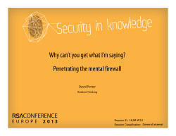 Why can’t you get what I’m saying? Penetrating the mental firewall David Porter HUM-W10