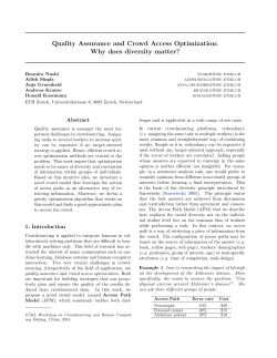 Quality Assurance and Crowd Access Optimization: Why does diversity matter?