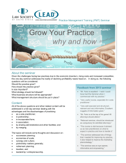 Grow Your Practice  why and how About the seminar
