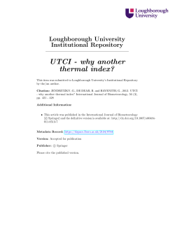 UTCI - why another thermal index? Loughborough University Institutional Repository
