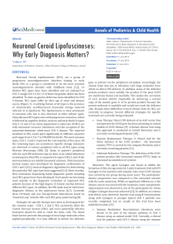 Neuronal Ceroid Lipofuscinoses: Annals of Pediatrics &amp; Child Health Central