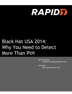 Black Hat USA 2014: Why You Need to Detect More Than PtH