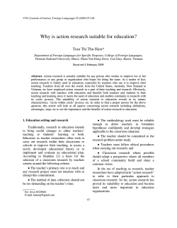 Why is action research suitable for education? Tran Thi Thu Hien*