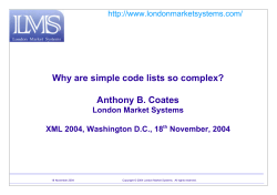 Why are simple code lists so complex? Anthony B. Coates