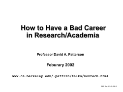 How to Have a Bad Career in Research/Academia Feburary 2002