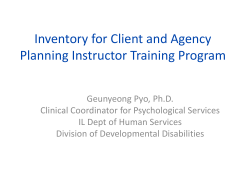 Inventory for Client and Agency Planning Instructor Training Program