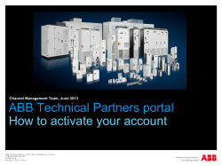 ABB Technical Partners portal How to activate your account