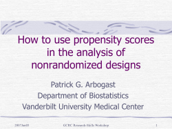 How to use propensity scores in the analysis of nonrandomized designs