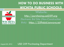 HOW TO DO BUSINESS WITH WICHITA PUBLIC SCHOOLS Website: