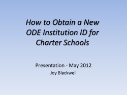 How to Obtain a New ODE Institution ID for Charter Schools