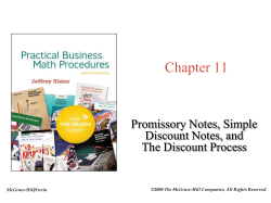 Chapter 11 Promissory Notes, Simple Discount Notes, and The Discount Process