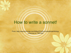 How to write a sonnet! From: a-Sonnet.id-1748.html