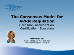The Consensus Model for APRN Regulation Licensure, Accreditation, Certification, Education