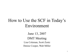How to Use the SCF in Today’s Environment June 13, 2007 DMT Meeting