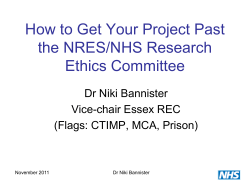 How to Get Your Project Past the NRES/NHS Research Ethics Committee