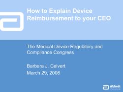 How to Explain Device Reimbursement to your CEO Compliance Congress