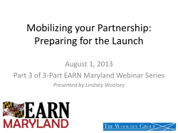 Mobilizing your Partnership: Preparing for the Launch August 1, 2013